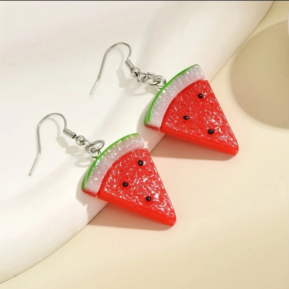 Watermelon Slice Pierced Earrings - Picture 4 of 7